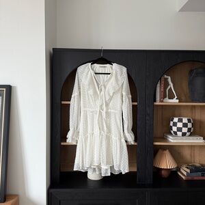 All Saints White Mini Dress with Tiered Design